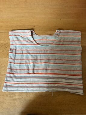 Mira Blackman Striped Scoop Neck Tank in White, Coral & Light Blue